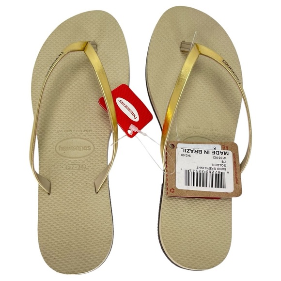 Havaianas Golden Metallic Womens Thong Slide Sandals Size 7/8 - Picture 5 of 7